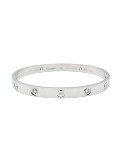 Cartier 14k White Gold Love Breath Bracelet In Metallic