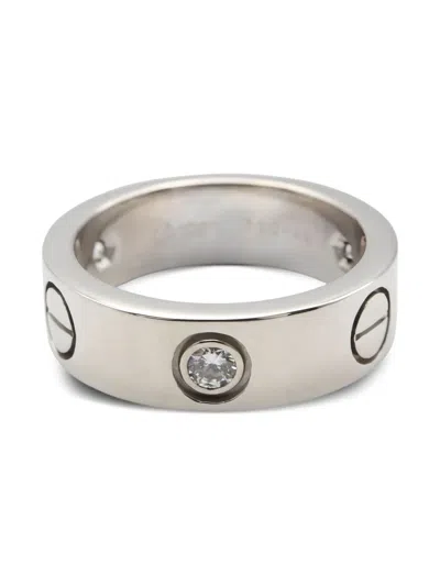 Pre-owned Cartier 14k White Gold Love Diamond Ring In Silver