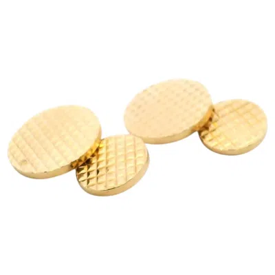 Pre-owned Cartier 14k Yellow Gold  Textured Button Cufflinks