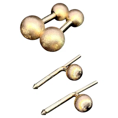 Pre-owned Cartier 14k Yellow Gold Dumbbell Cufflinks And Buttons Set
