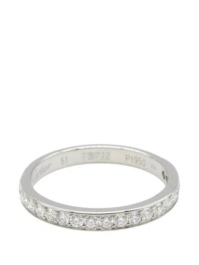 Pre-owned Cartier 1895 Diamond Ring In Silver