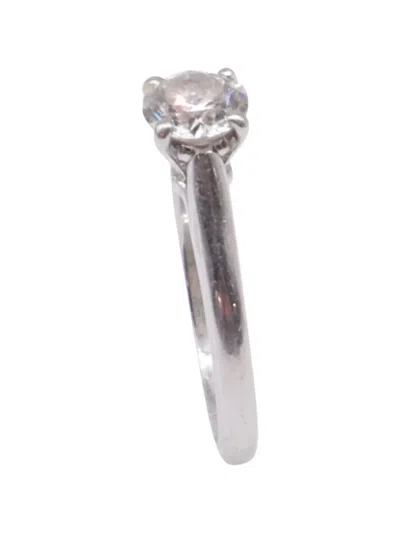 Pre-owned Cartier 1895 Solitaire Diamond Ring In Silver