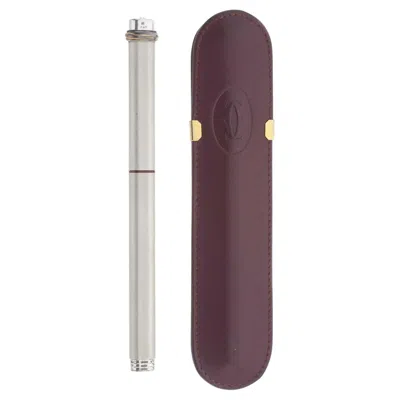 Pre-owned Cartier 18ct Gold Plate Nib Vendome Trinity Brushed Ballpoint Pen, Leather Case In Black