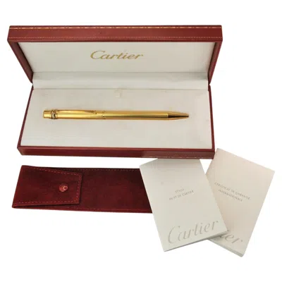 Pre-owned Cartier 18ct Gold Plate Trinity Ribbed Ballpoint Pen With A Red  Box