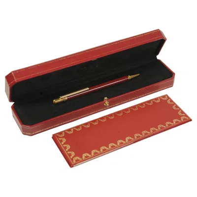 Pre-owned Cartier 18ct Gold Plated & Red Lacquered Ballpoint With Red  Box