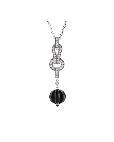 Cartier 18k 0.30 Ct. Tw. Diamond Agrafe Necklace (authentic ) In Black