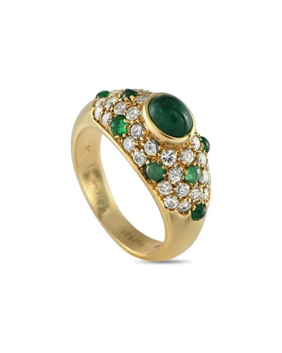 Cartier 18k 3.00 Ct. Tw. Diamond & Emerald Ring (authentic Pre-loved) In Gold