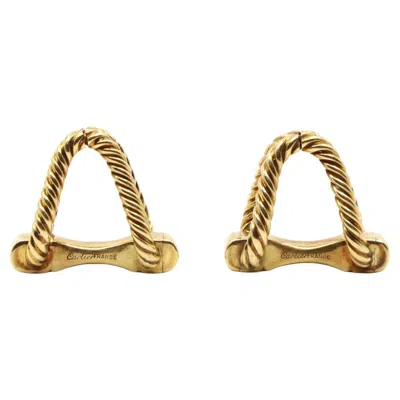 Pre-owned Cartier 18k Gold Rope Twist Stirrup Cufflink In Multi