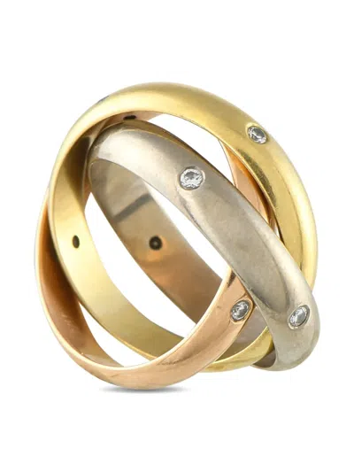 Pre-owned Cartier 18k Gold Trinity Rolling Diamond Ring
