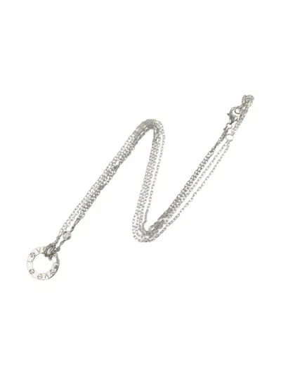 Pre-owned Cartier 2010s 18k White Gold Love Circle Diamond Necklace In Silver