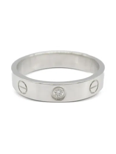 Pre-owned Cartier 2010s 18k White Gold Mini Love Ring In Silver