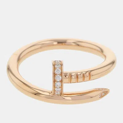 Pre-owned Cartier 18k Pink Gold Diamond Juste Un Clou Ring Eu 57