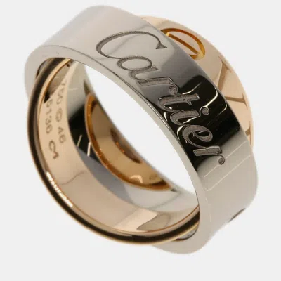 Pre-owned Cartier 18k Rose And White Gold Astro Love Band Ring Eu 46