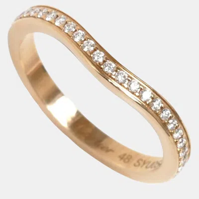 Pre-owned Cartier 18k Rose Gold And Diamond Ballerine Band Ring Eu 48
