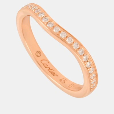 Pre-owned Cartier 18k Rose Gold And Diamond Ballerine Wedding Band Ring Eu 45