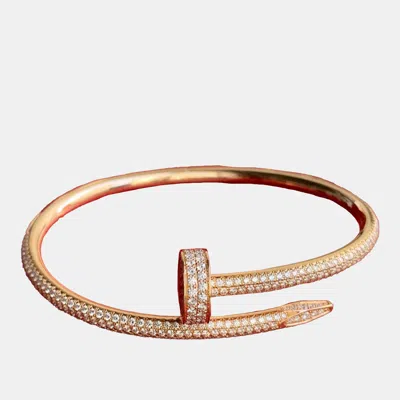 Pre-owned Cartier 18k Rose Gold And Diamond Juste Un Clou Bracelet