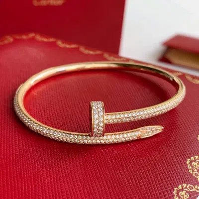 Pre-owned Cartier 18k Rose Gold And Diamond Juste Un Clou Bracelet