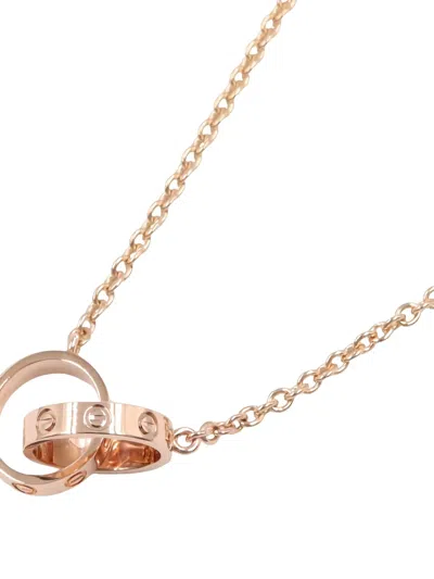 Pre-owned Cartier 18k Rose Gold Baby Love Necklace In Pink