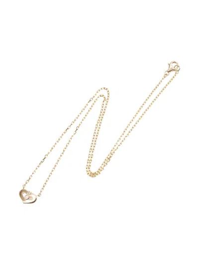 Pre-owned Cartier 18k Rose Gold C Heart Diamond Necklace In Pink
