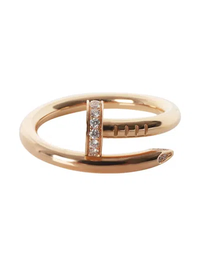 Pre-owned Cartier 18k Rose Gold Diamond Ring In Pink