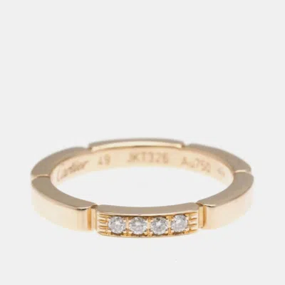 Pre-owned Cartier 18k Rose Gold Diamonds Maillon Panthere Wedding Band Eu 49