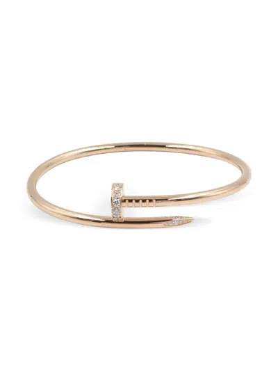 Pre-owned Cartier 18k Rose Gold Juste Un Clou Diamond Bracelet In Pink