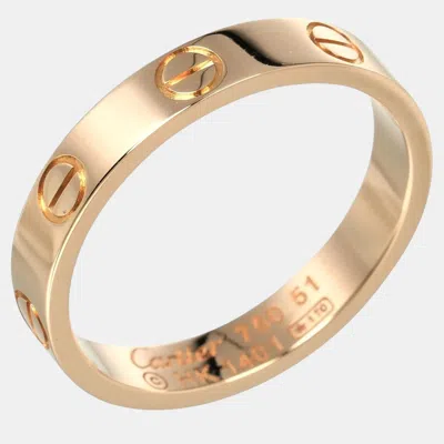 Pre-owned Cartier 18k Rose Gold Love Band Ring Eu 51