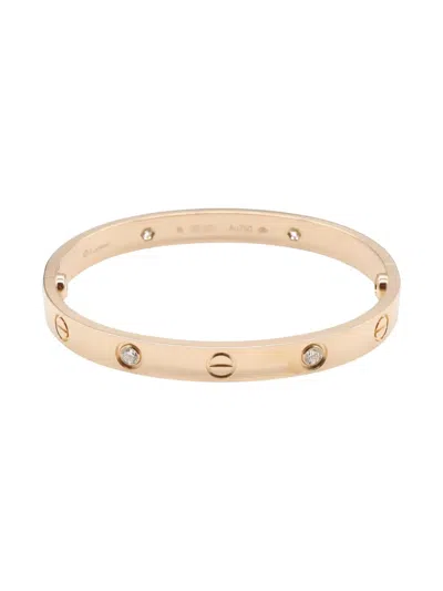 Pre-owned Cartier 18k Rose Gold Love Breath Diamond Bracelet In Pink