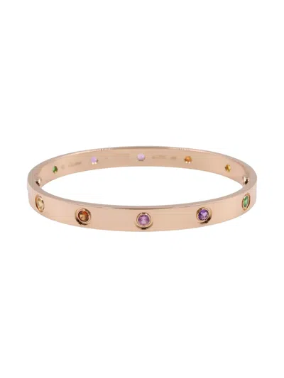 Pre-owned Cartier 18k Rose Gold Love Breath Multi-stone Bracelet In Pink