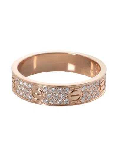 Pre-owned Cartier 18k Rose Gold Love Diamond Ring In Pink