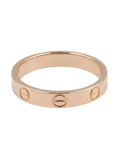 Pre-owned Cartier 18k Rose Gold Mini Love Ring In Pink