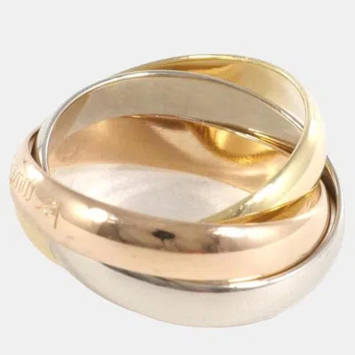 Pre-owned Cartier 18k Rose Gold White Gold Yellow Gold Trinity Band Ring Eu 48