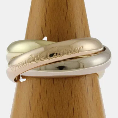 Pre-owned Cartier 18k Rose Gold White Gold Yellow Gold Trinity Band Ring Eu 50