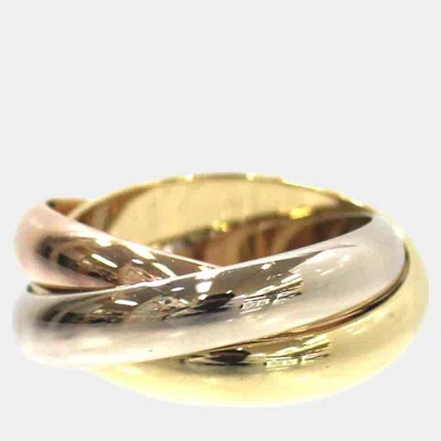 Pre-owned Cartier 18k Rose Gold White Gold Yellow Gold Trinity Band Ring Eu 50