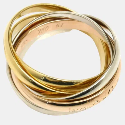 Pre-owned Cartier 18k Rose Gold White Gold Yellow Gold Trinity Band Ring Eu 51