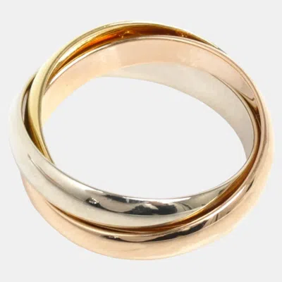 Pre-owned Cartier 18k Rose Gold White Gold Yellow Gold Trinity Band Ring Eu 51