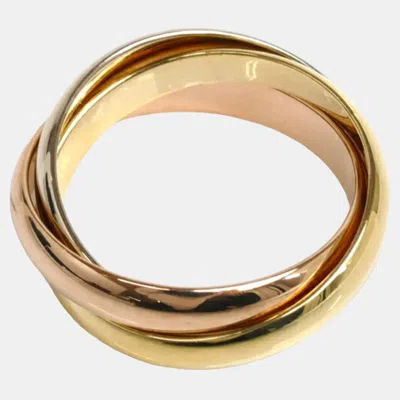 Pre-owned Cartier 18k Rose Gold White Gold Yellow Gold Trinity Band Ring Eu 53