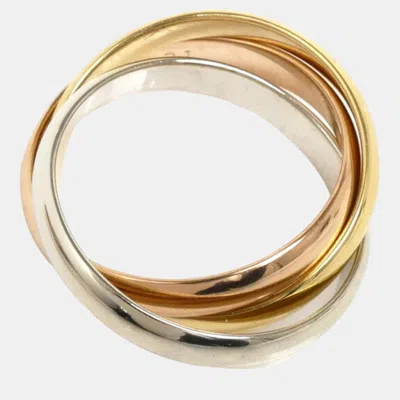 Pre-owned Cartier 18k Rose Gold White Gold Yellow Gold Trinity Band Ring Eu 55