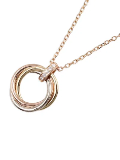 Pre-owned Cartier 18k Rose, White And Yellow Gold Trinity Diamond Necklace