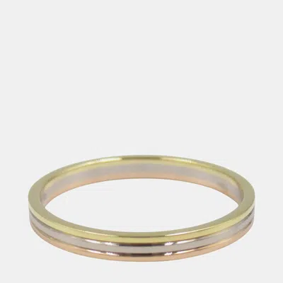 Pre-owned Cartier 18k Rose White And Yellow Gold Vendome Band Ring Eu 62