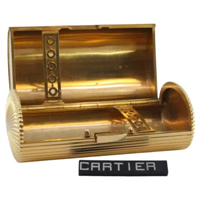 Pre-owned Cartier 18k Solid Gold Cylindrical Vanity Box, France, Circa 1960 In Brown