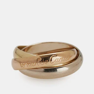 Pre-owned Cartier 18k Tricolor Gold Classic Trinity Ring Eu 50