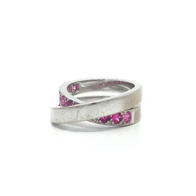 Pre-owned Cartier 18k White Gold 1.50ct Pink Sapphire Paris Nouvelle Vague Crossover Ring