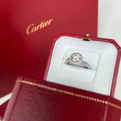 Pre-owned Cartier 18k White Gold And Diamond 1.51 Ctw Solitaire Ring Eu 56