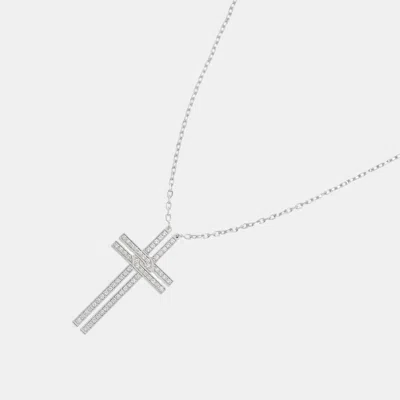 Pre-owned Cartier 18k White Gold And Diamond Cross Pendant Necklace