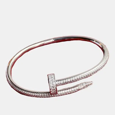 Pre-owned Cartier 18k White Gold And Diamond Juste Un Clou Bracelet
