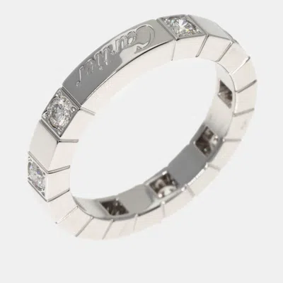 Pre-owned Cartier 18k White Gold And Diamond Lanieres Band Ring Eu 49