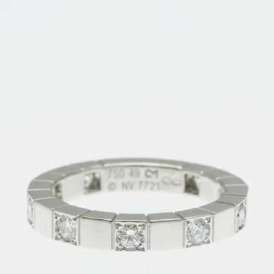 Pre-owned Cartier 18k White Gold And Diamond Lanieres Ring Eu 49 In Silver