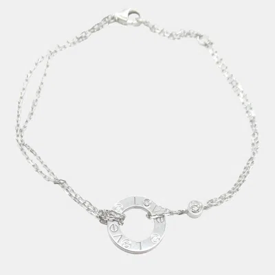 Pre-owned Cartier 18k White Gold And Diamond Love Chain Bracelet