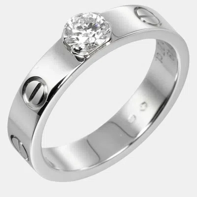 Pre-owned Cartier 18k White Gold And Diamond Love Solitaire Ring Eu 49